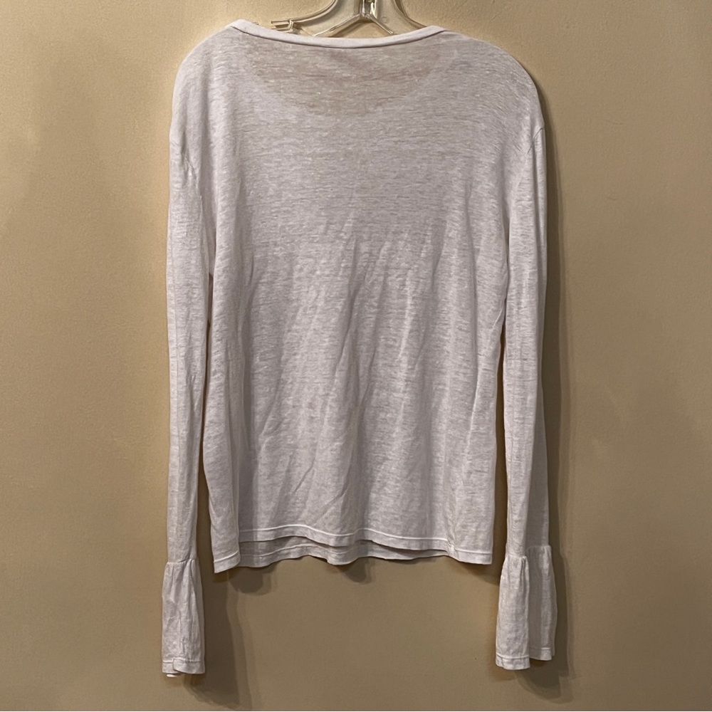 FRAME Denim White Bell-Sleeve Linen Top - Picture 4 of 7